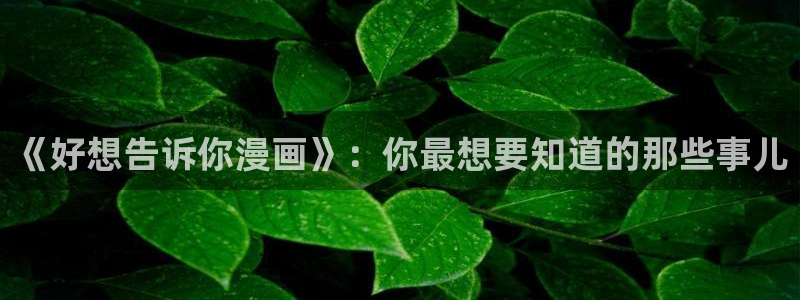 韩漫羞羞漫画免费阅读：《好想告诉你漫画》：你最想要知道的那些事儿